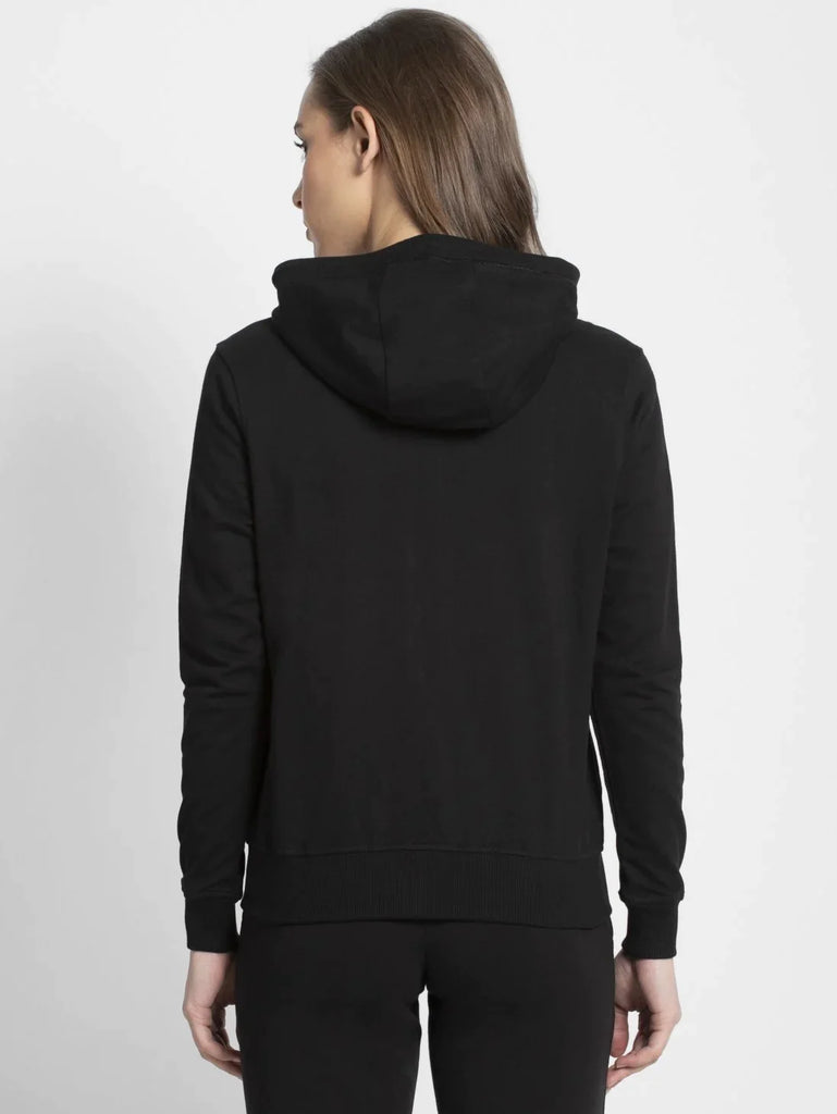 Black JOCKEY Women's Cotton French Terry Fabric Hoodie Jacket