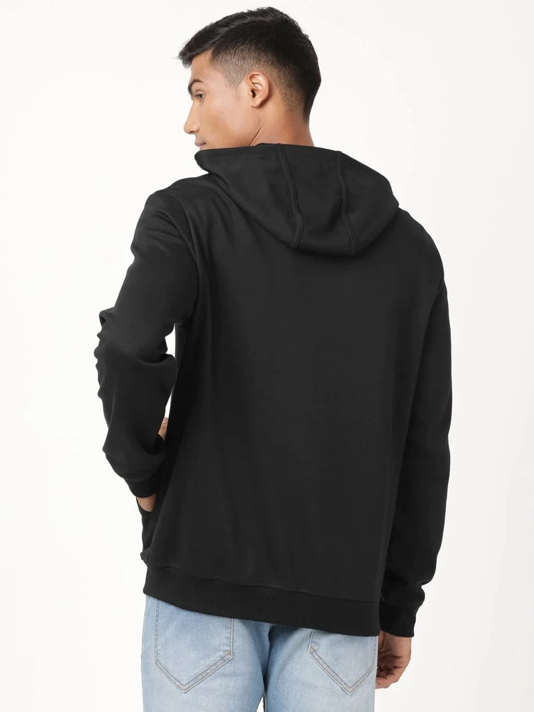 Black JOCKEY Men's Super Combed Cotton Ribbed Cuff Hoodie Jacket