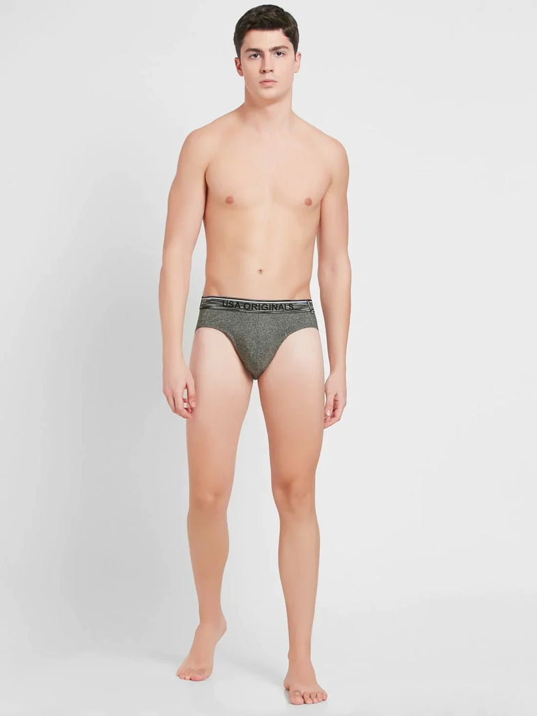 Black Jaspe Jockey Solid Brief Underwear for men