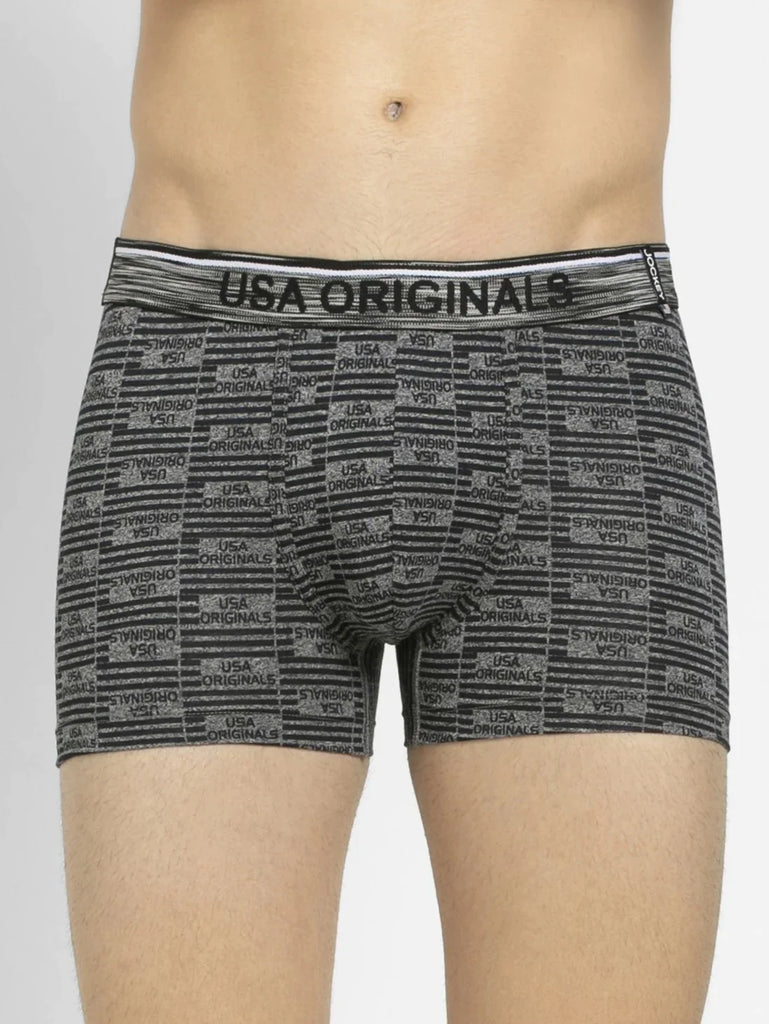 Black Jaspe Printed Jockey Trunk Underwear For Men