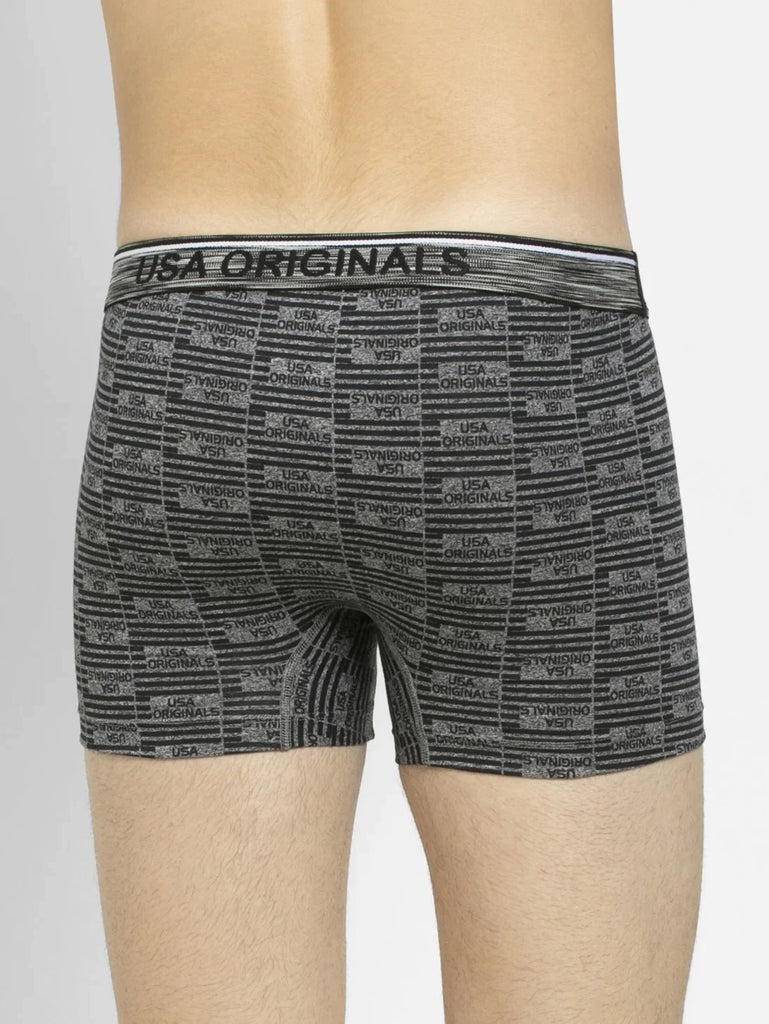 Black Jaspe Printed Jockey Trunk Underwear For Men 