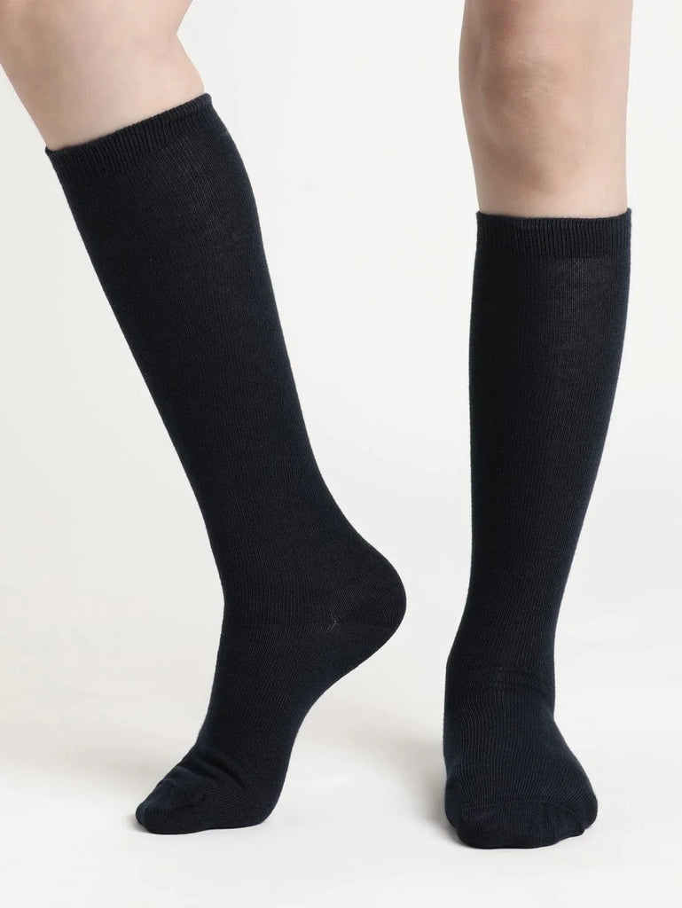 Black Jockey Unisex Kid's Compact Cotton Stretch Solid Knee Length Socks With Stay Fresh Treatment