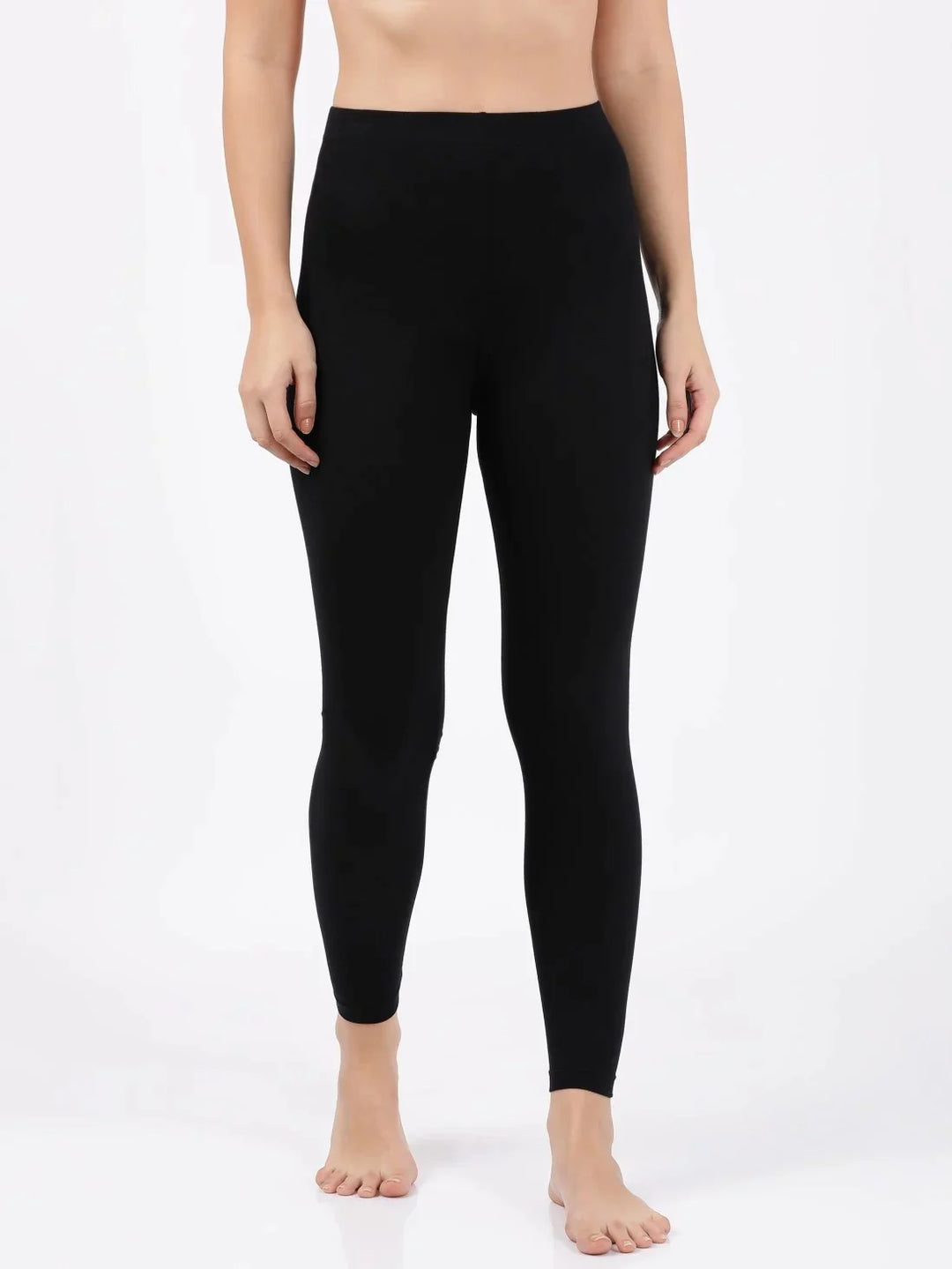 Women's Super Combed Cotton Elastane Stretch Yoga Pants with Side Zipper  Pockets - Black