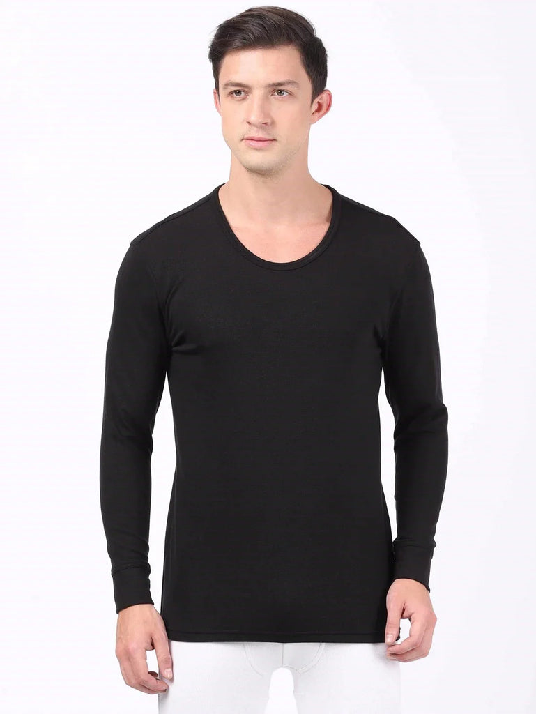 Black JOCKEY Men's Microfiber Full Sleeve Thermal Undershirt