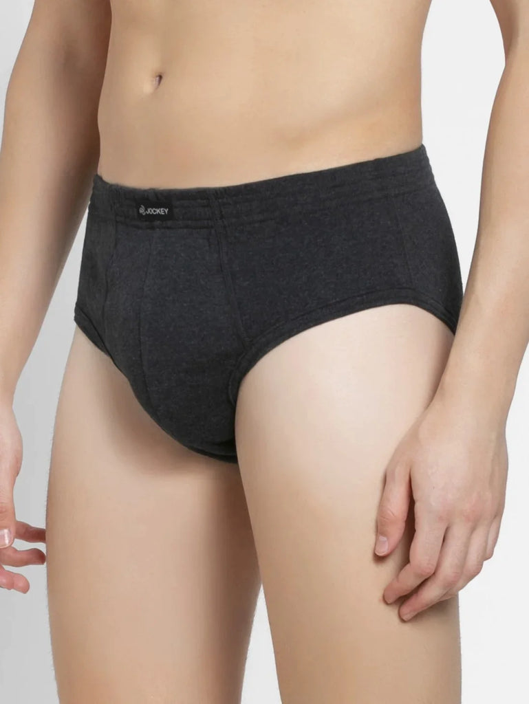 Black Melange Jockey Solid Brief Underwear Men