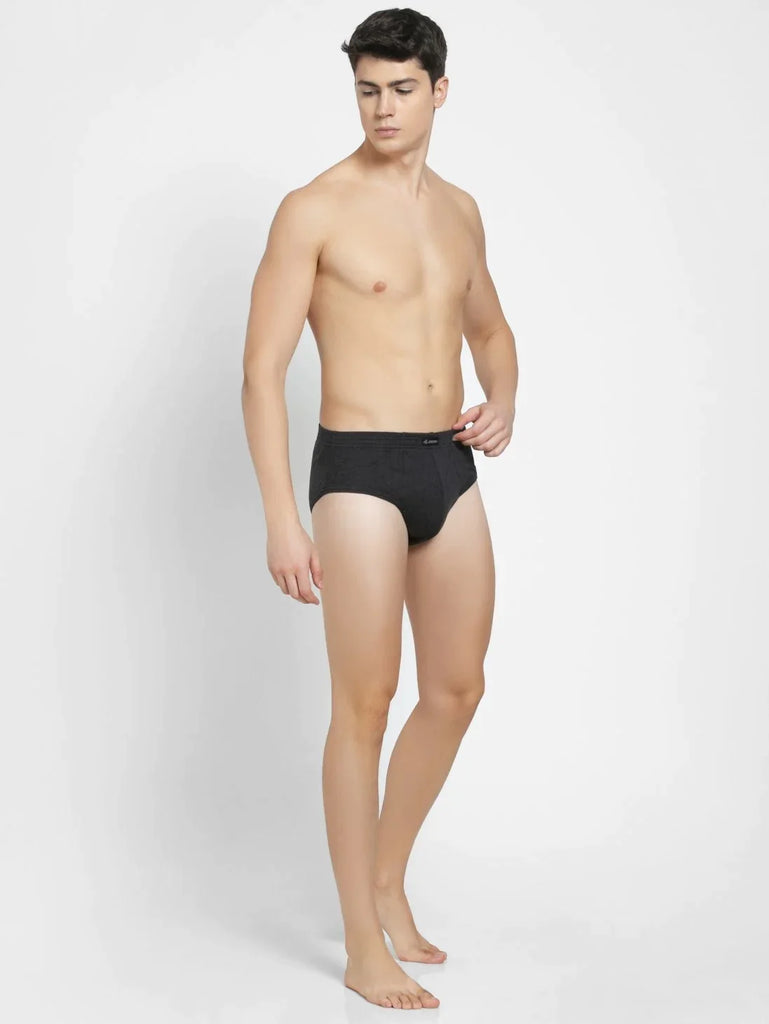 Black Melange Jockey Solid Brief Underwear Men