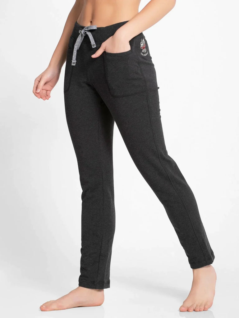 Black Melange JOCKEY Track Pant for Women