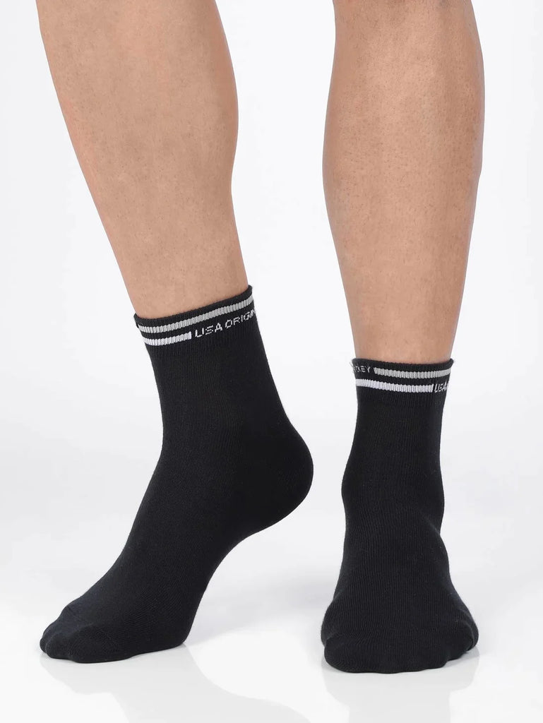 Black Jockey Men's Compact Cotton Stretch Ankle Length Socks with Stay Fresh Treatment