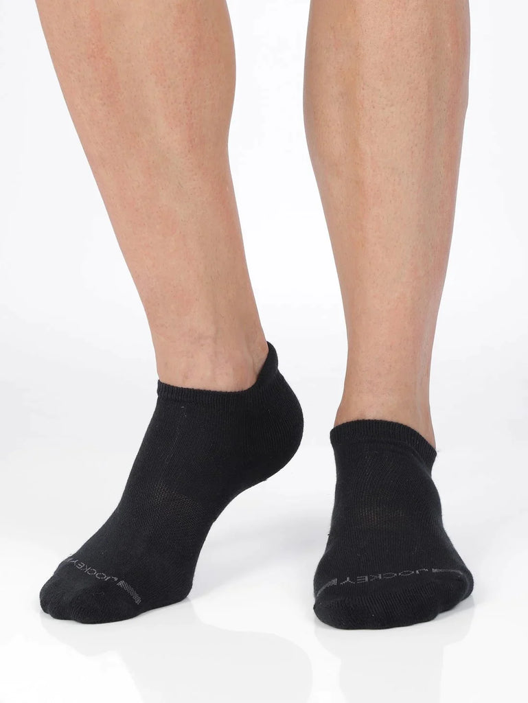 Black Jockey Men's Compact Cotton Stretch Low Show Socks with Stay Fresh Treatment 