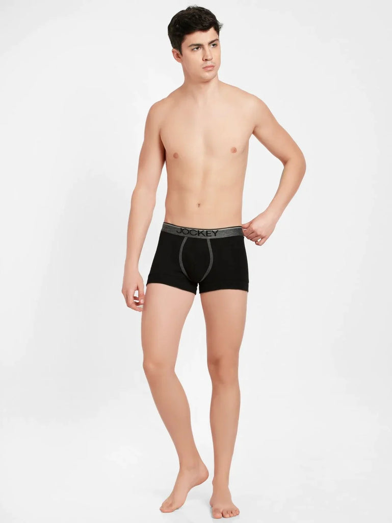 Black Jockey Cotton rib Solid Trunk Underwear For Men