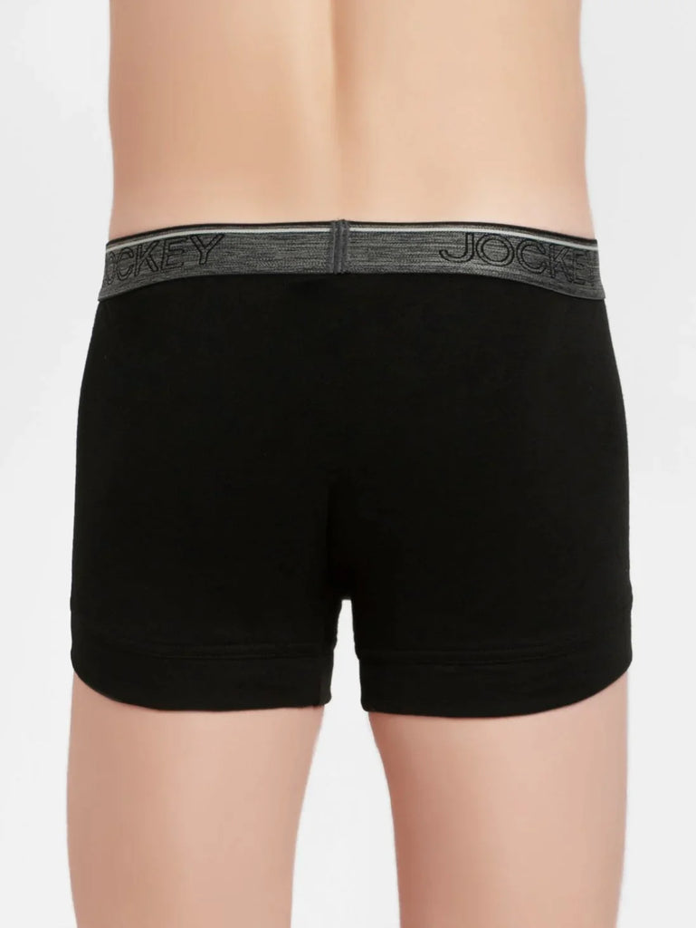 Black Jockey Cotton rib Solid Trunk Underwear For Men