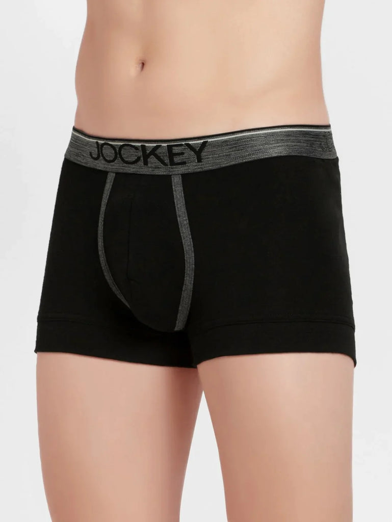 Black Jockey Cotton rib Solid Trunk Underwear For Men