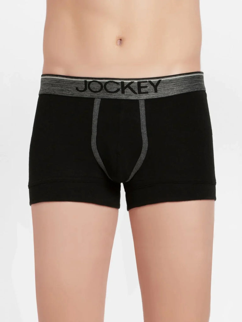 Black Jockey Cotton rib Solid Trunk Underwear For Men