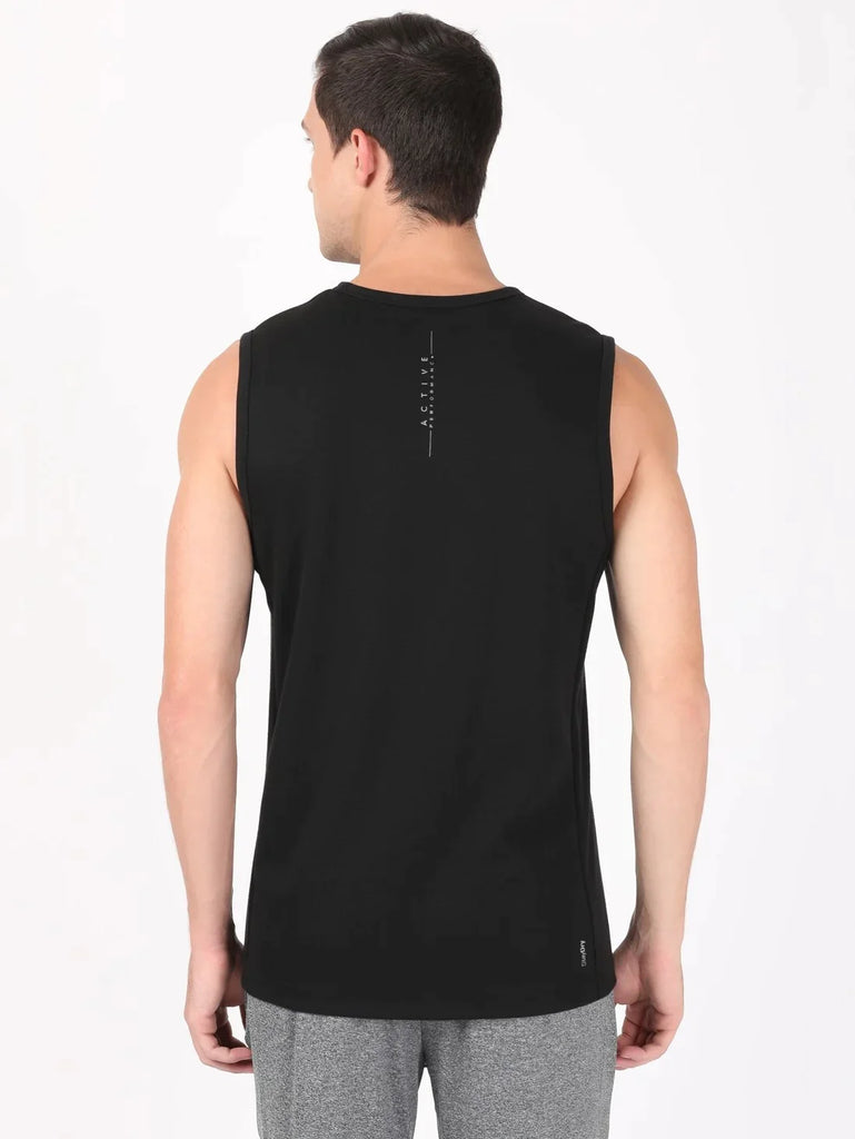 Black JOCKEY Men's Round Neck Half Sleeve T-Shirt