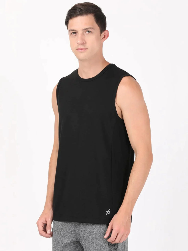 Black JOCKEY Men's Round Neck Half Sleeve T-Shirt