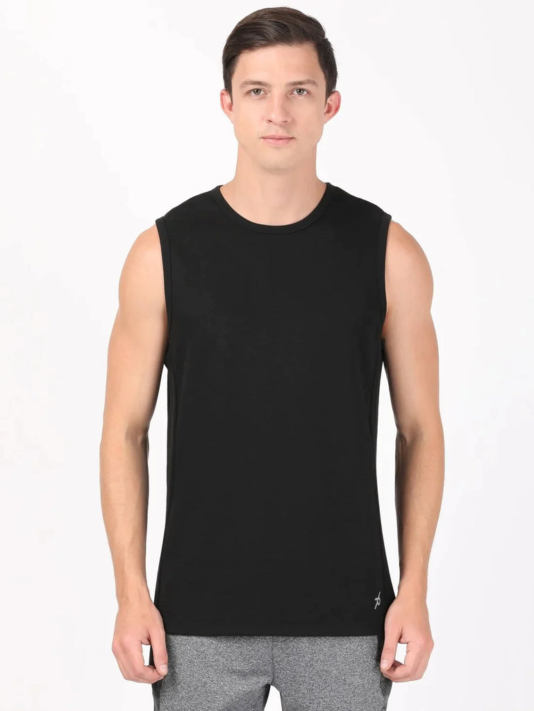 Black JOCKEY Men's Round Neck Half Sleeve T-Shirt