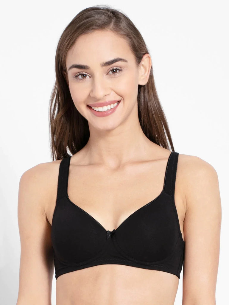 Black JOCKEY Women's Wirefree Padded Full Coverage T-Shirt Bra 