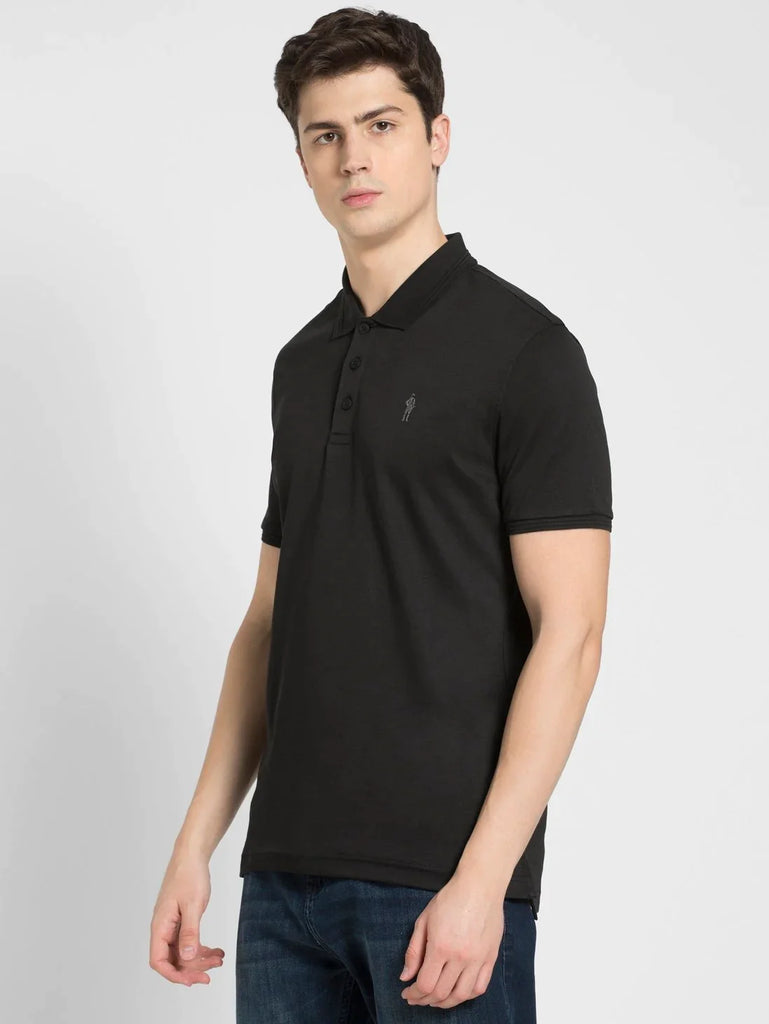 Black JOCKEY Men's Solid Half Sleeve Polo T-Shirt