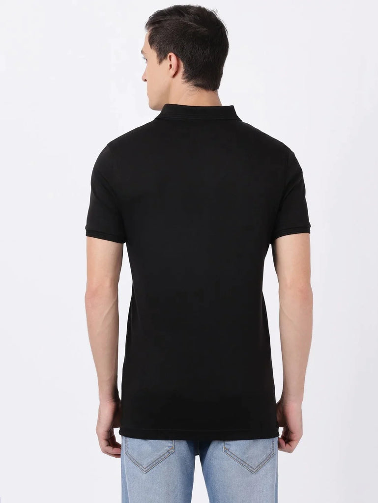 Black JOCKEY Men's Solid Half Sleeve Polo T-Shirt