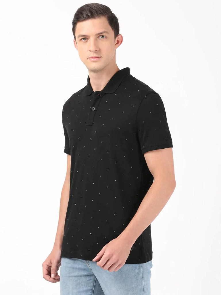 Black JOCKEY Men's Printed Half Sleeve Polo T-Shirt