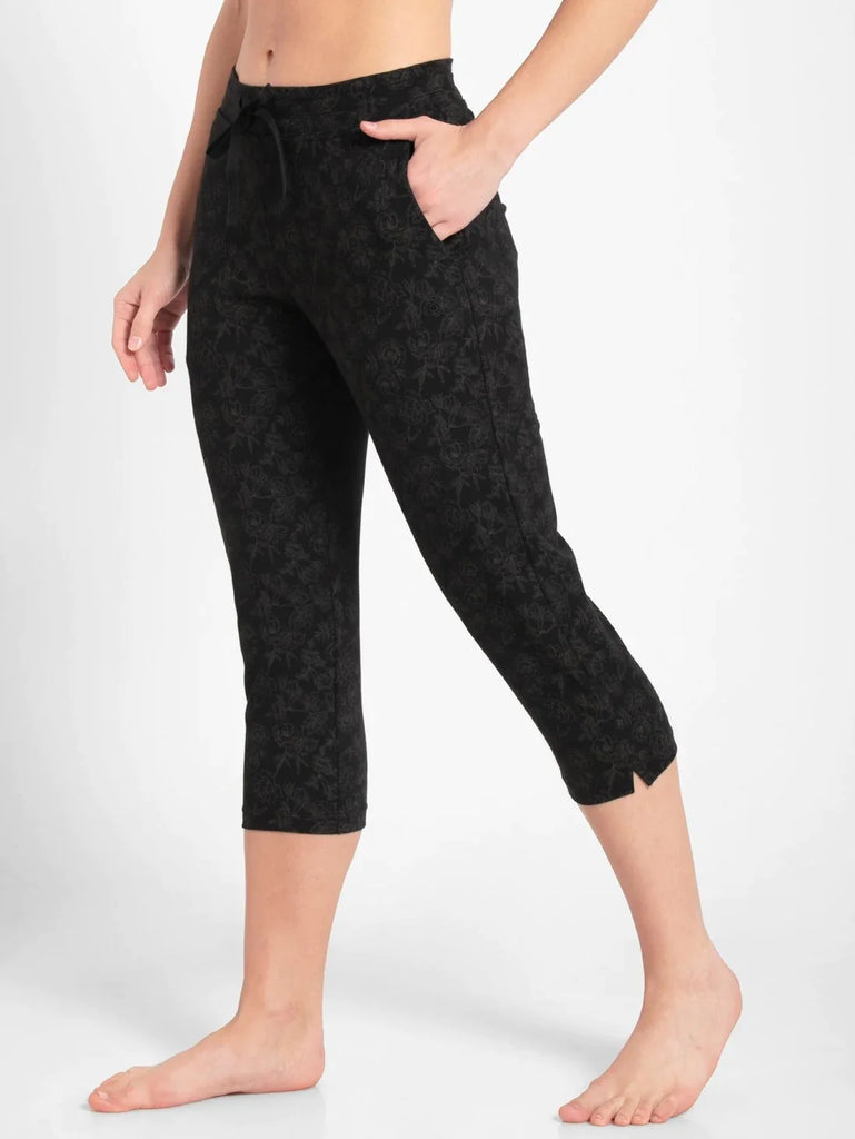 Black Printed JOCKEY Women's Slim Fit Capri.