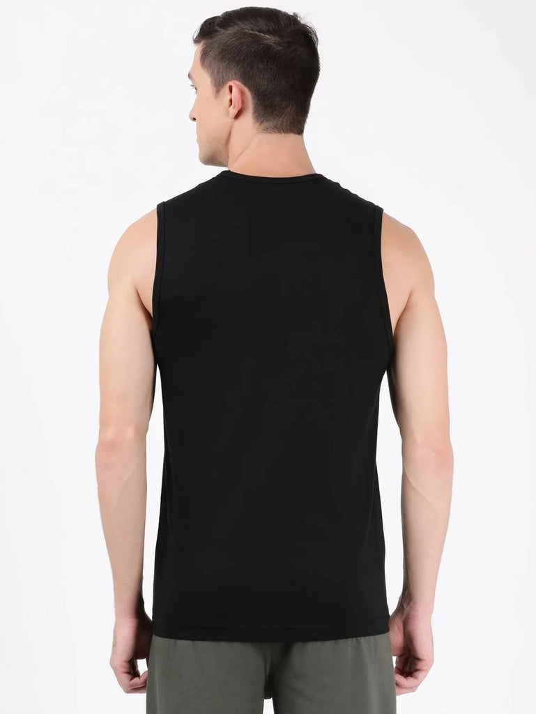 Black Printed JOCKEY Men's Round Neck Muscle Tee