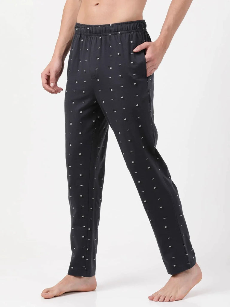 Black JOCKEY Men's Super Combed Cotton Elastane Regular Fit Printed Pyjama