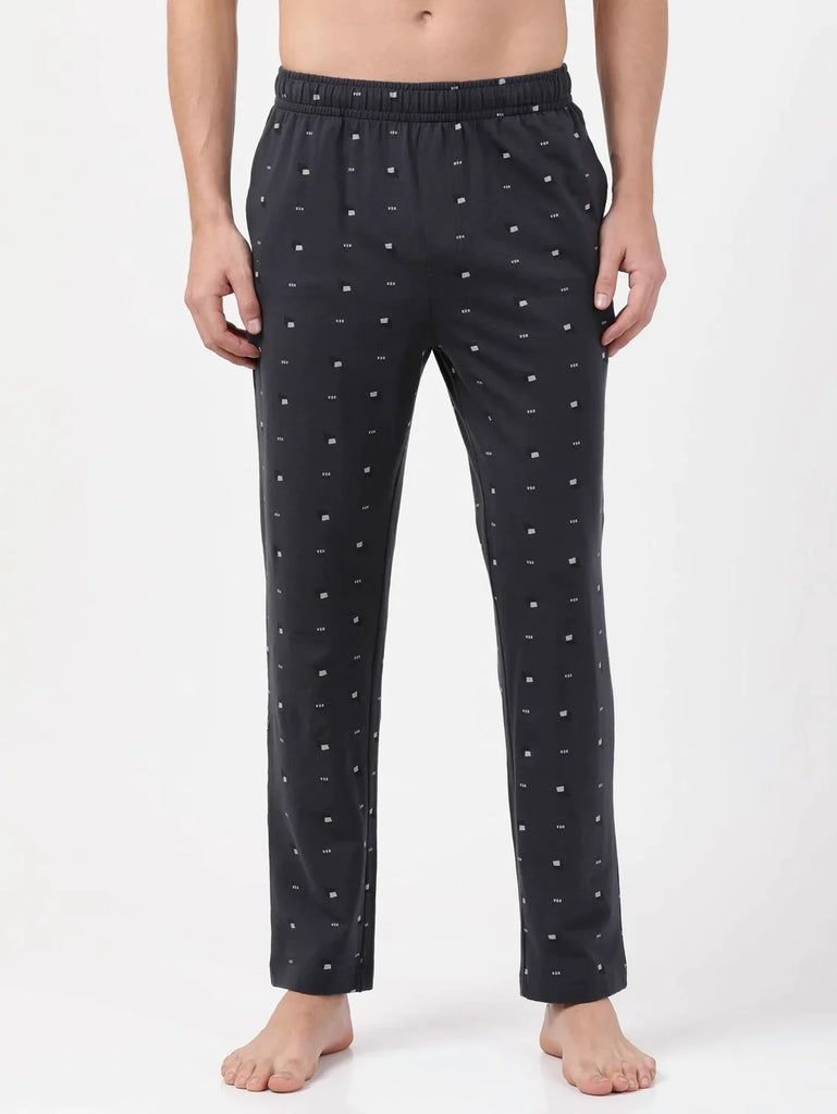 Black JOCKEY Men's Super Combed Cotton Elastane Regular Fit Printed Pyjama