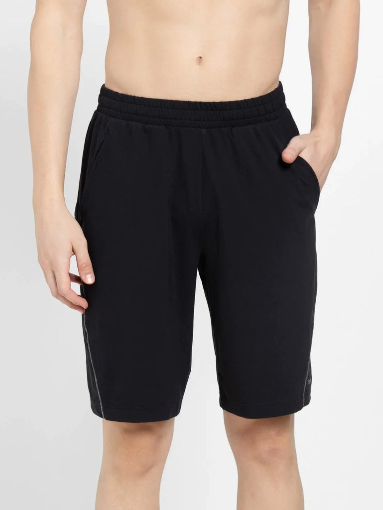 Black JOCKEY Men's Soft Touch Microfiber Straight Fit Solid Shorts