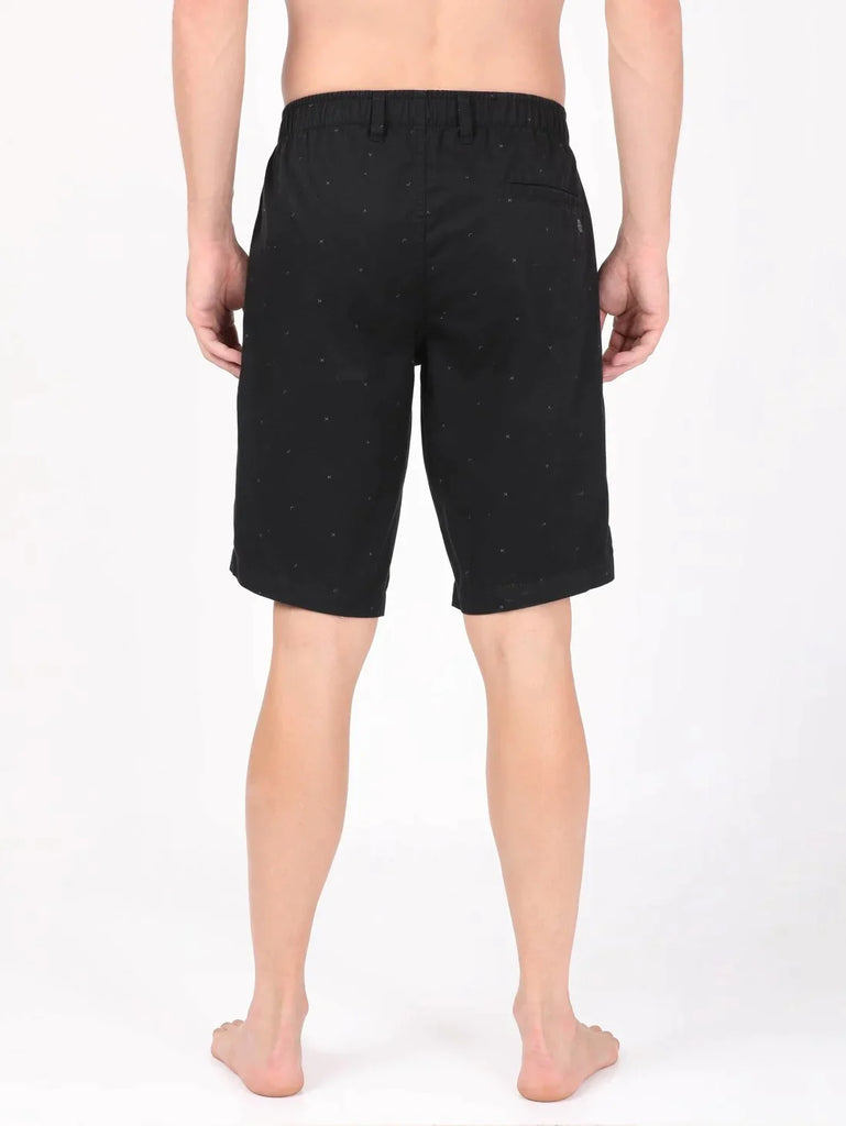 Black JOCKEY Men's Super Combed Cotton Straight Fit Printed Shorts