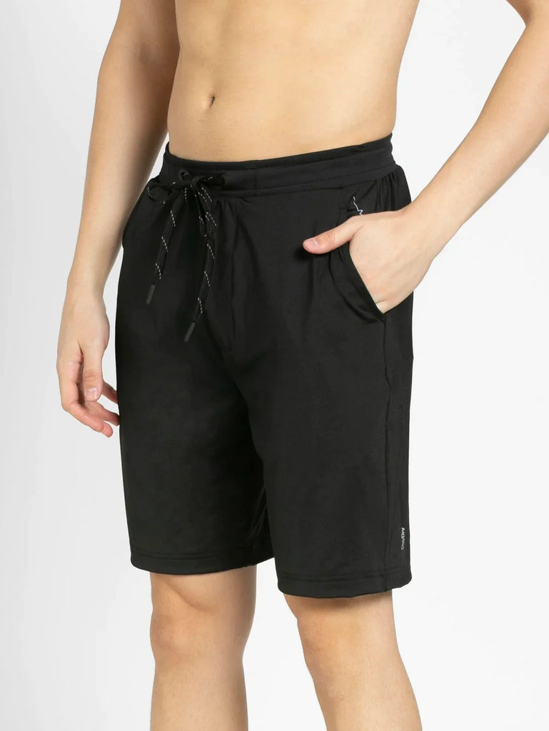 Black JOCKEY Men's Polyester Straight Fit Solid Shorts 