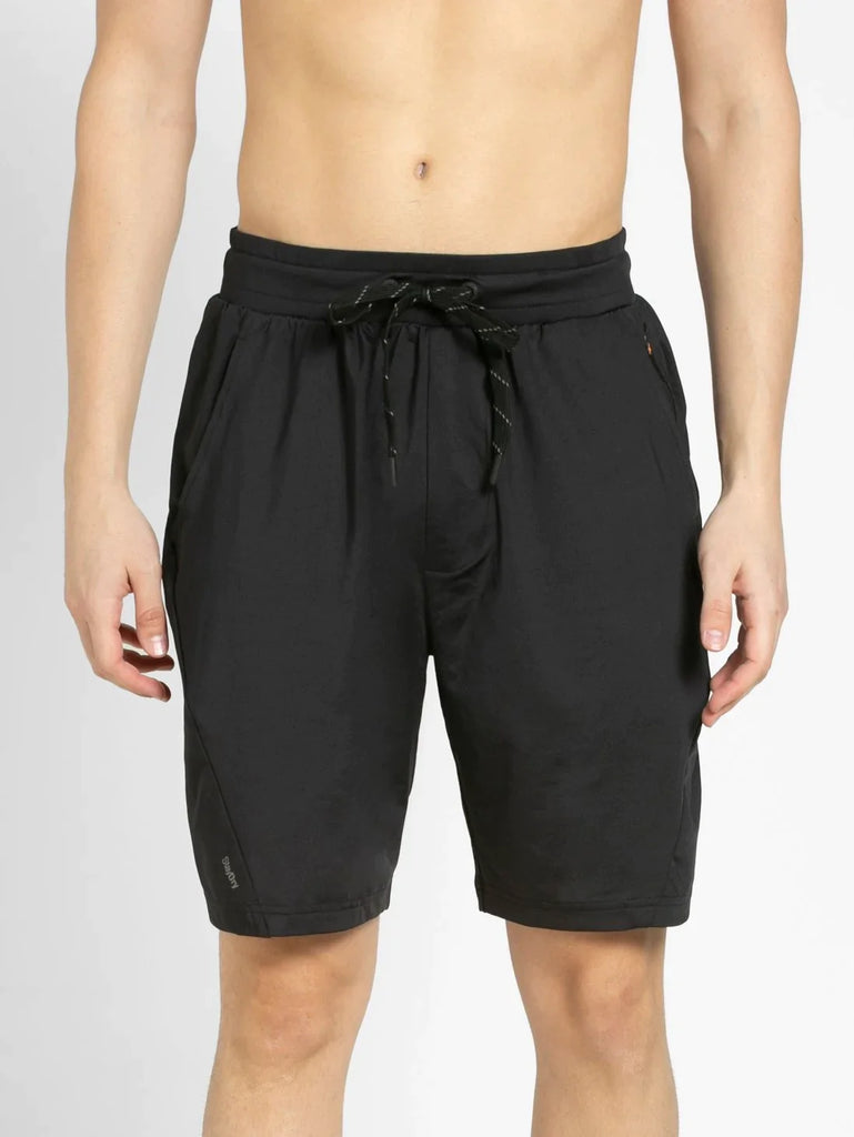 Black JOCKEY Men's Microfiber Straight Fit Solid Shorts