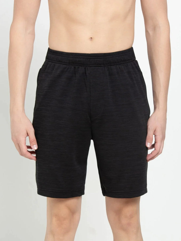 Black JOCKEY Men's Microfiber Straight Fit Solid Shorts