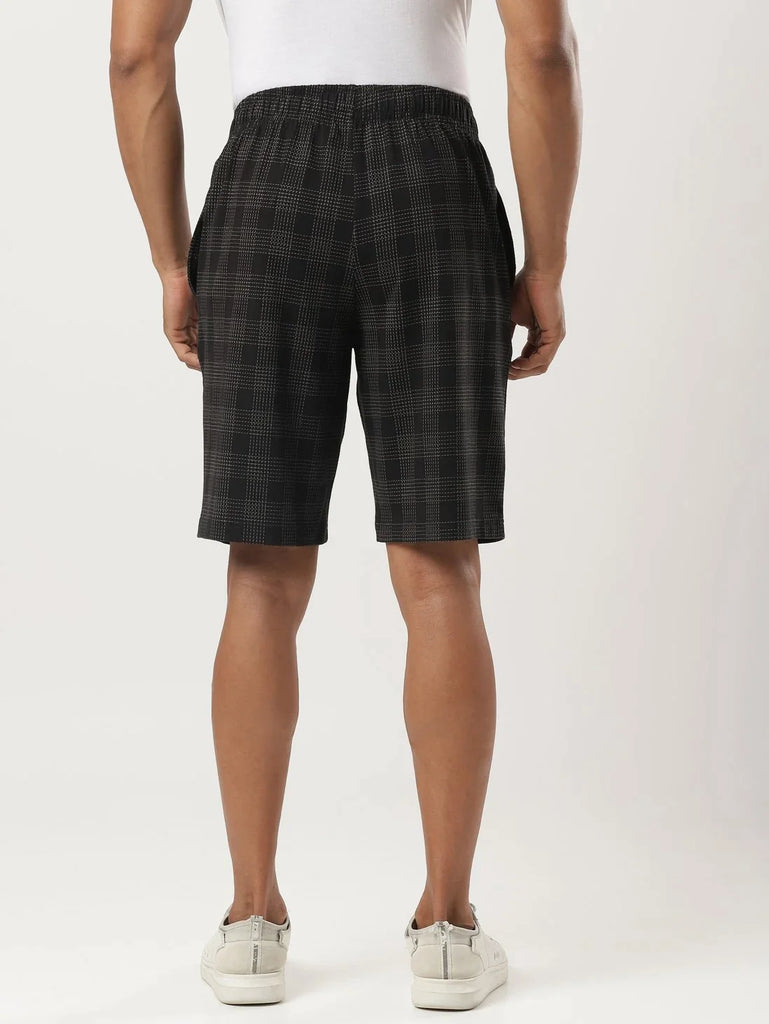 Black JOCKEY Men's Super Combed Cotton Regular Fit Checkered Shorts