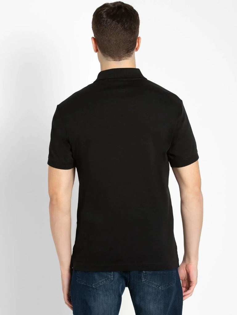 Black JOCKEY Men's Solid Half Sleeve Polo T-Shirt