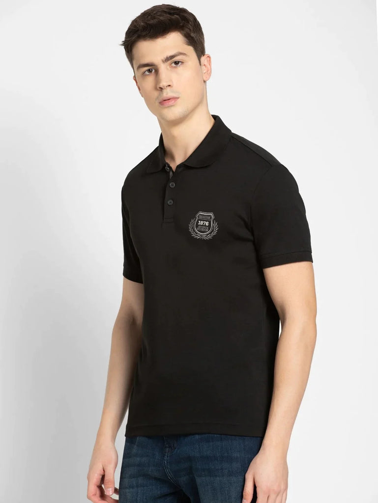 Black JOCKEY Men's Solid Half Sleeve Polo T-Shirt