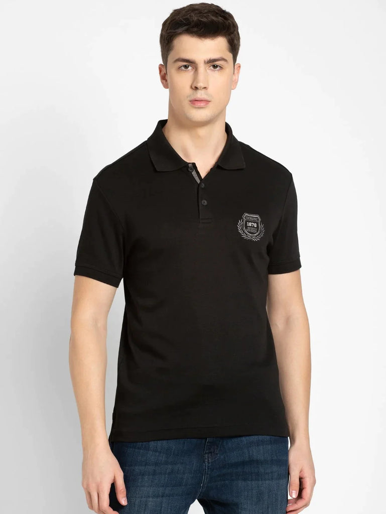 Black JOCKEY Men's Solid Half Sleeve Polo T-Shirt