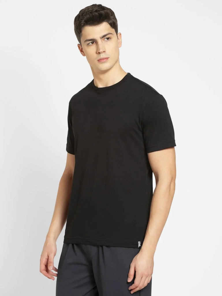 Black JOCKEY Men's Printed Round Neck Half Sleeve T-Shirt