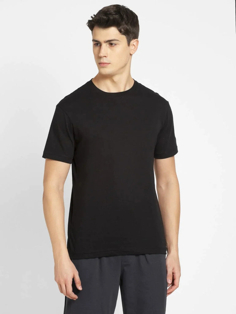 Black JOCKEY Men's Printed Round Neck Half Sleeve T-Shirt