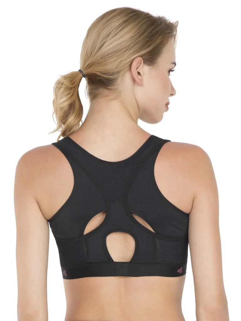 Black JOCKEY Women's Wirefree Padded Racer Back Styling Sports Bra.