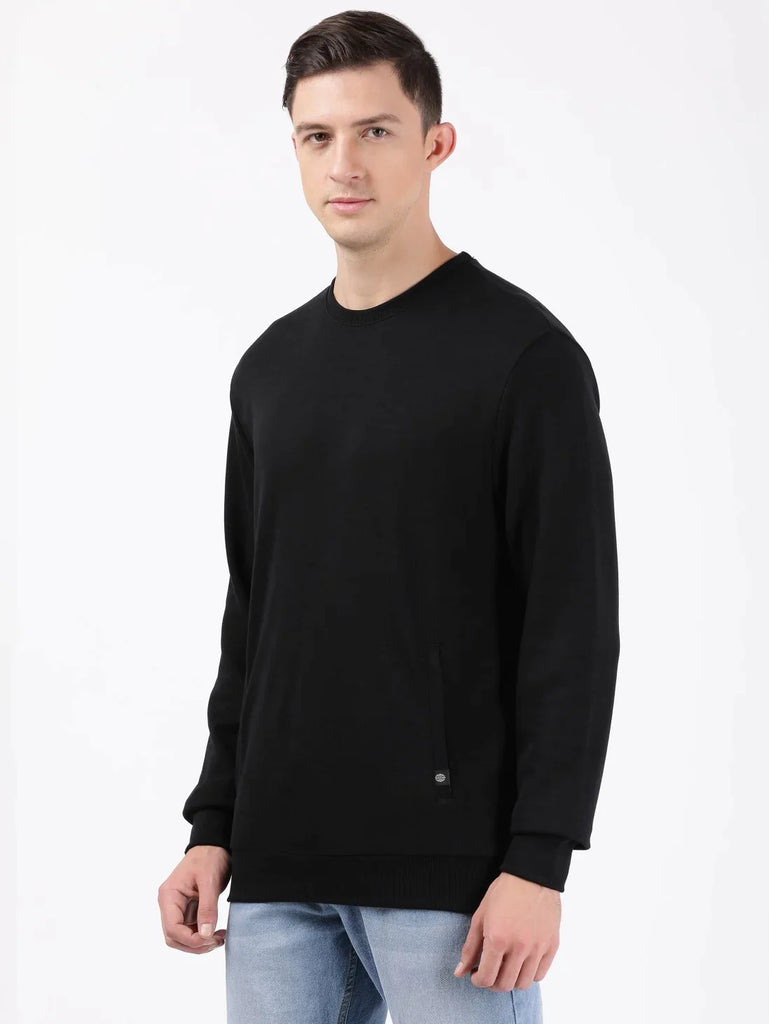 Black JOCKEY Men's Super Combed Cotton Rich Plated Sweatshirt