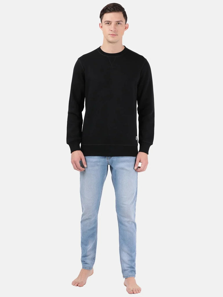 Black JOCKEY Men's Super Combed Cotton Rich Fleece Fabric Sweatshirt