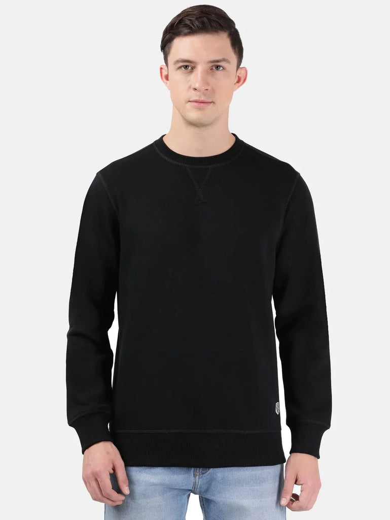 Black JOCKEY Men's Super Combed Cotton Rich Fleece Fabric Sweatshirt