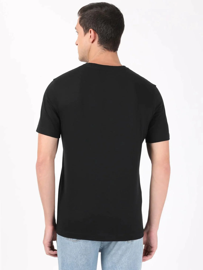 Black JOCKEY Men's Printed Round Neck Half Sleeve T-Shirt