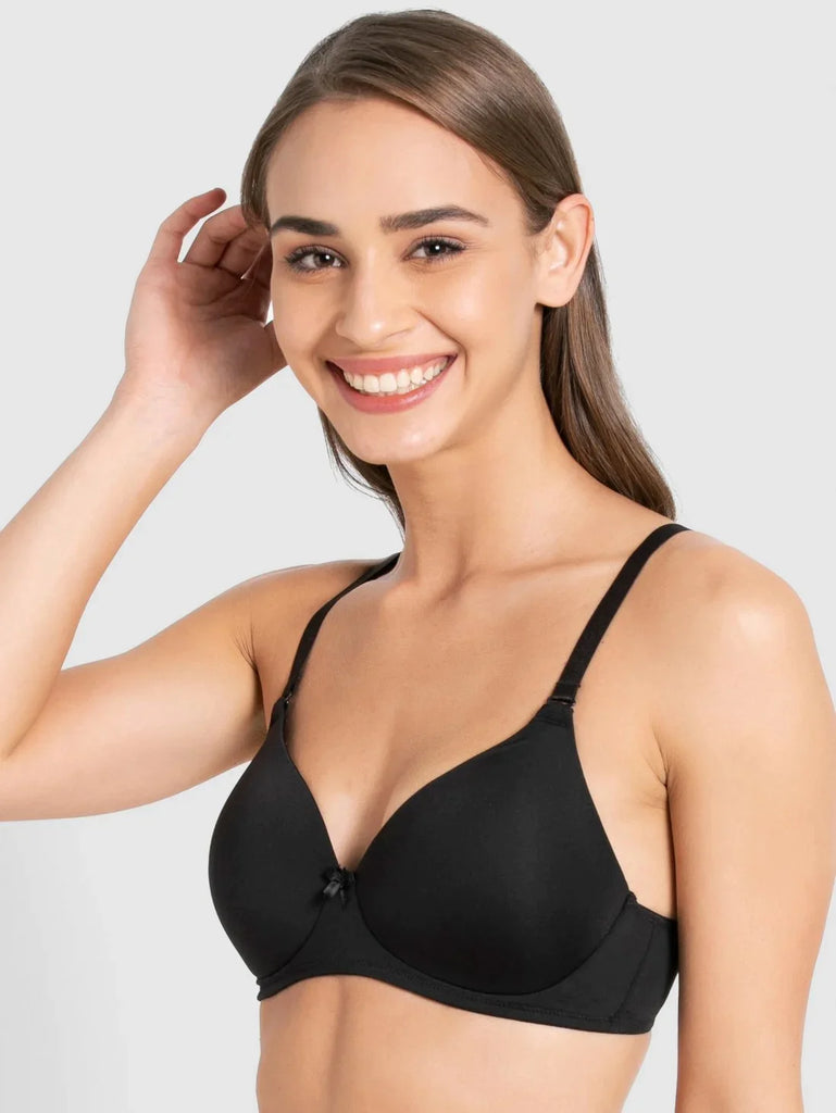 Black JOCKEY Women's Wirefree Padded Full Coverage Multiway T-Shirt Bra