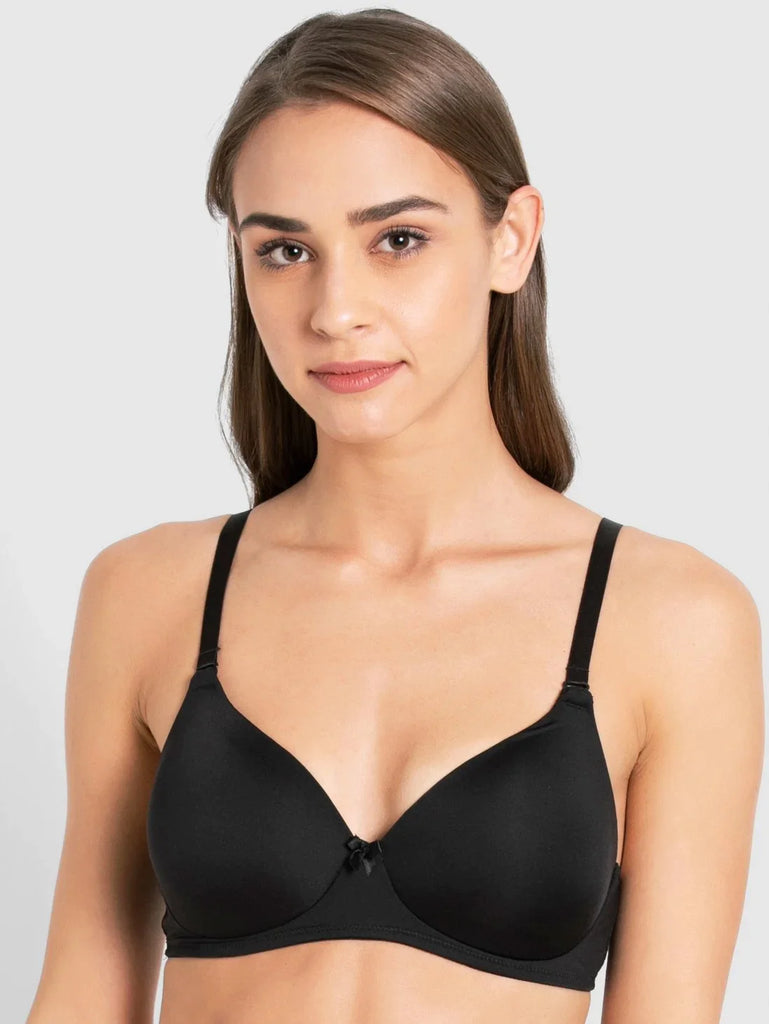 Black JOCKEY Women's Wirefree Padded Full Coverage Multiway T-Shirt Bra