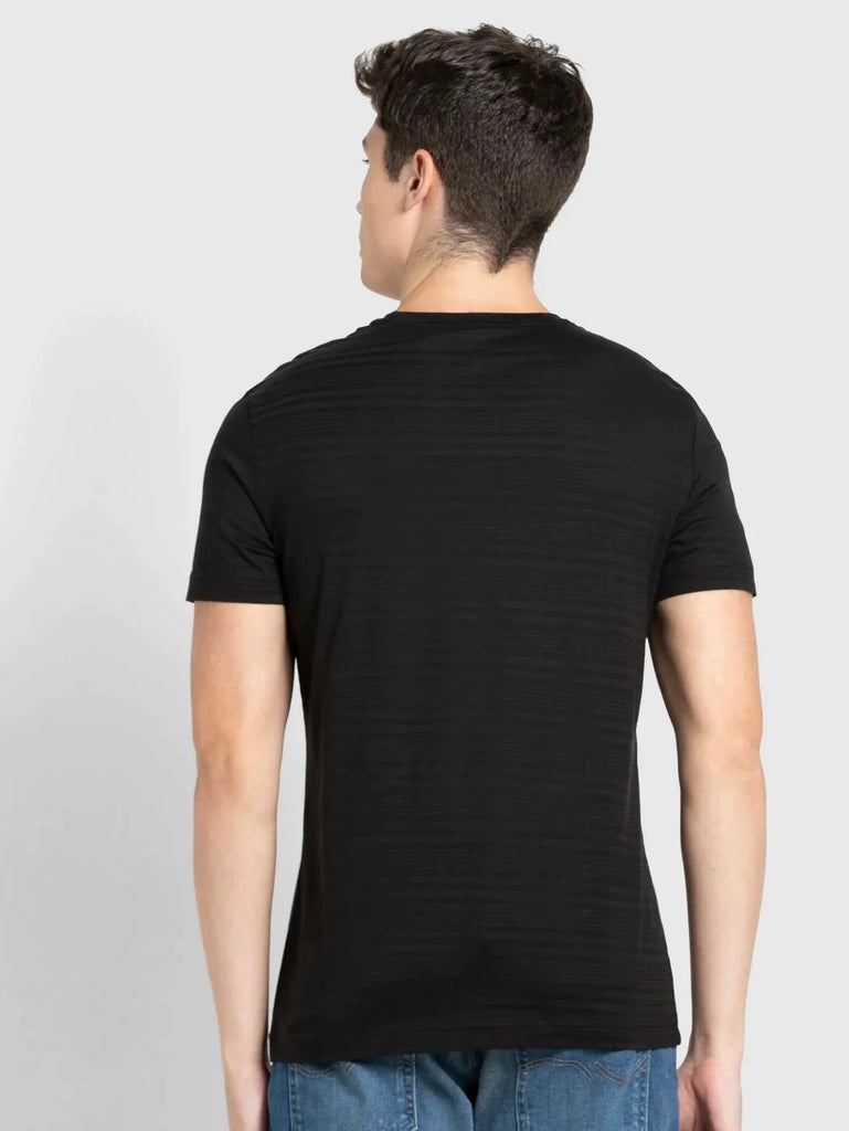 Black JOCKEY Men's Solid Round Neck Half Sleeve T-Shirt