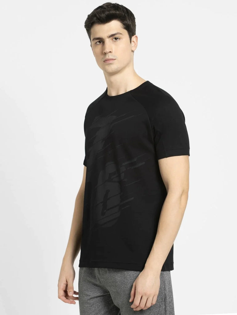 Black JOCKEY Men's Round Neck Half Sleeve T-Shirt