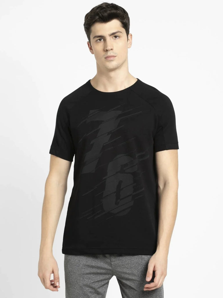 Black JOCKEY Men's Round Neck Half Sleeve T-Shirt