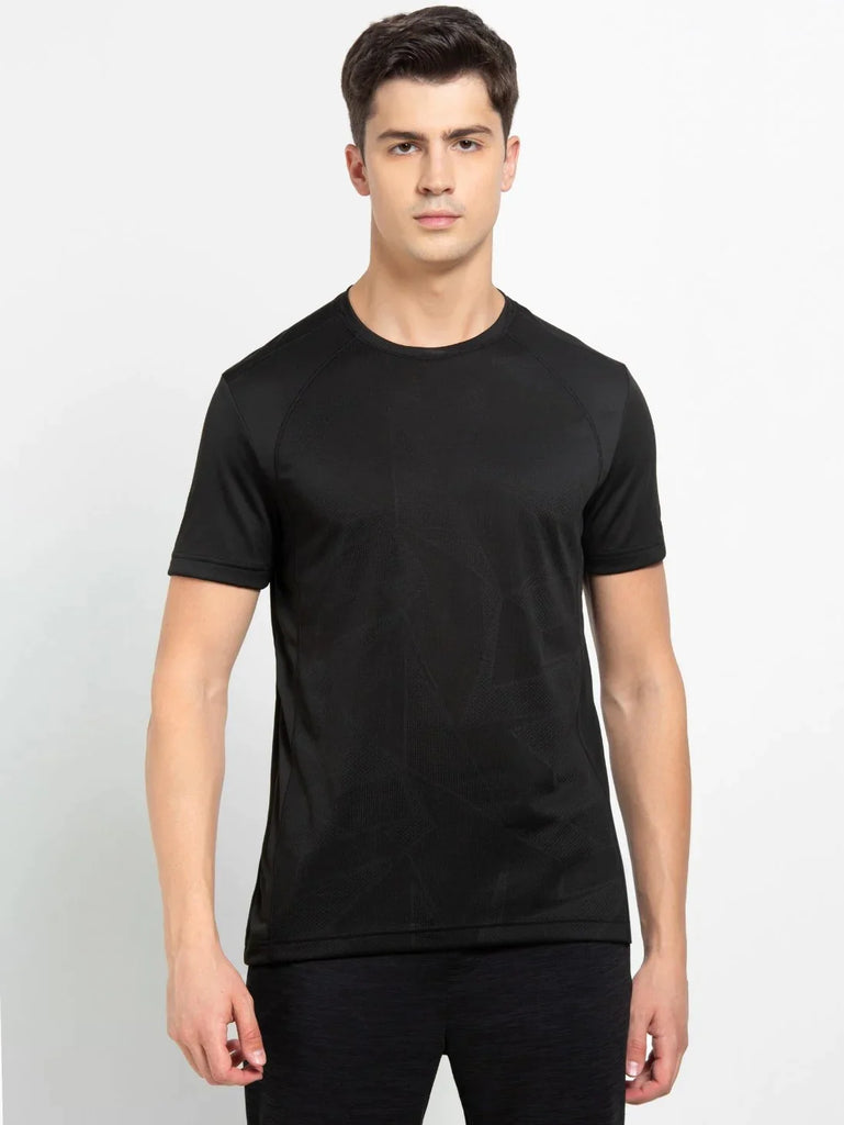 Black JOCKEY Men's Round Neck Half Sleeve T-Shirt